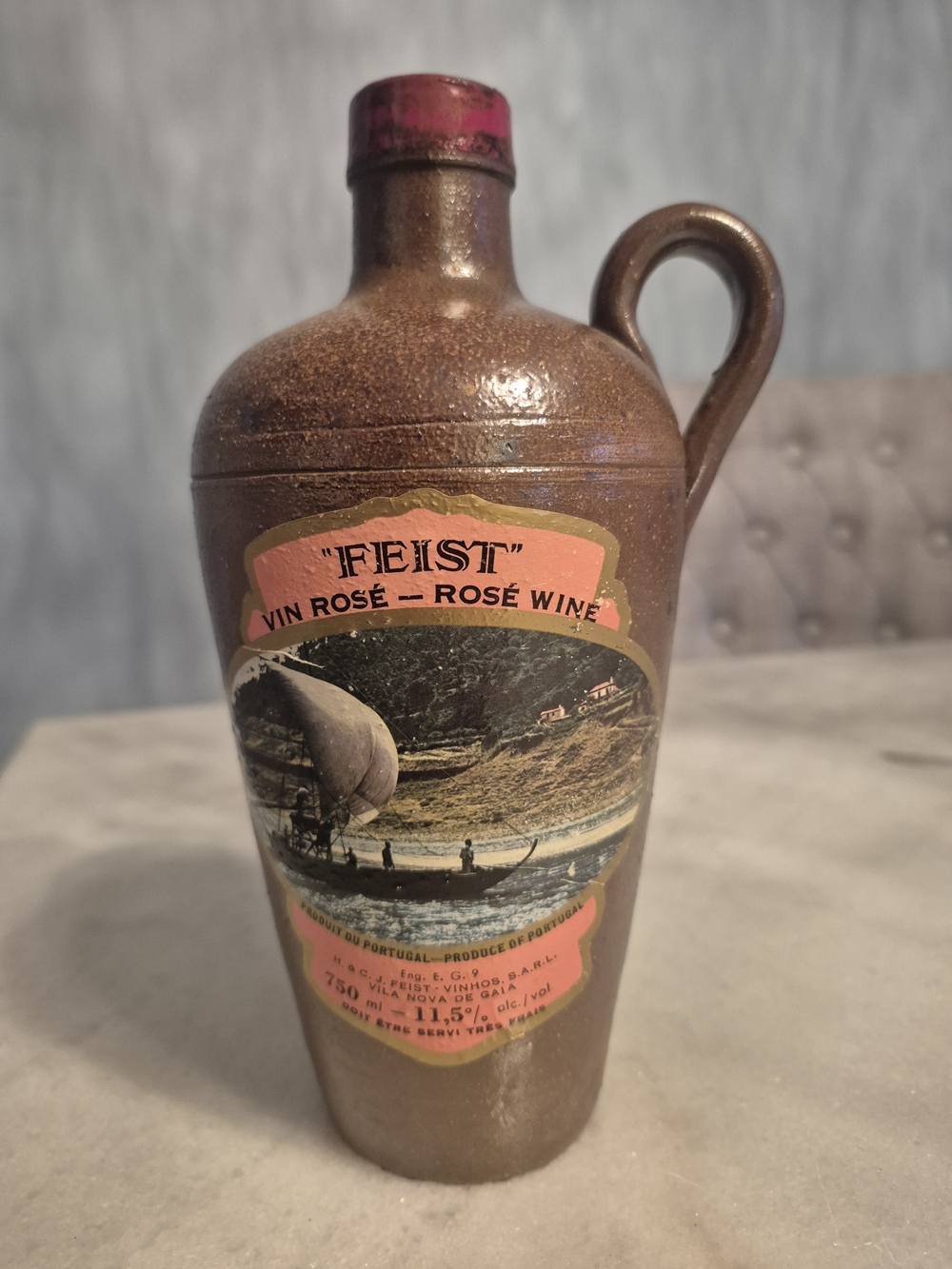 "Feist" Vin Rosé Stoneware Wine Jug - Pink Label Portugal